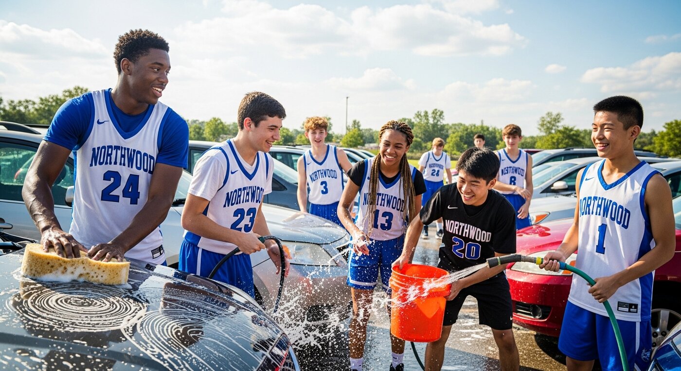Basketball team car wash fundraiser