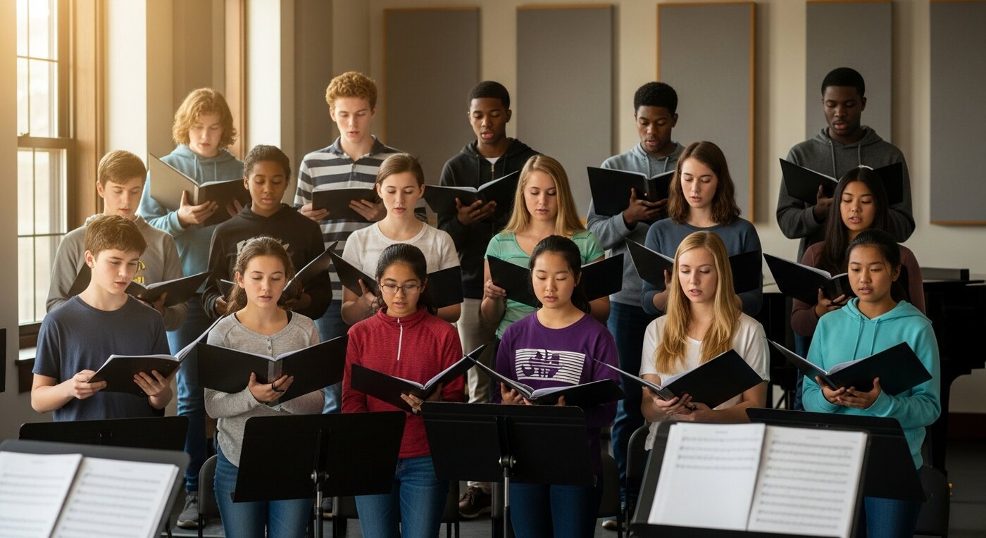 Choir rehearsal practice session