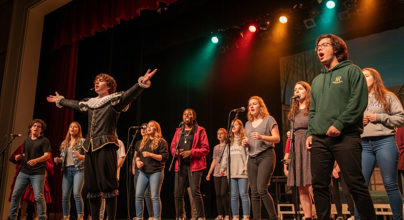 High school students in performing arts program