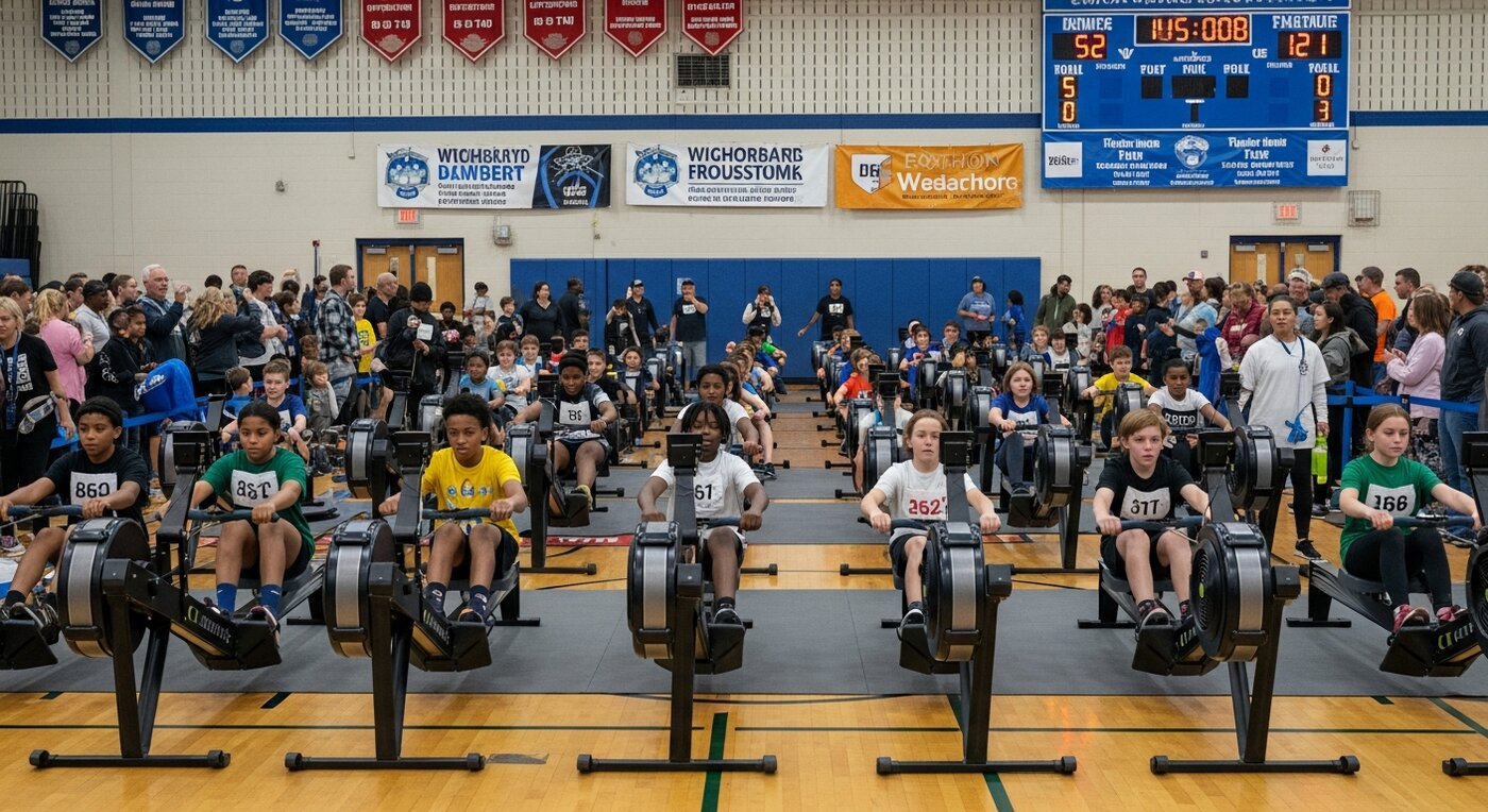 Indoor ergathon fundraising event