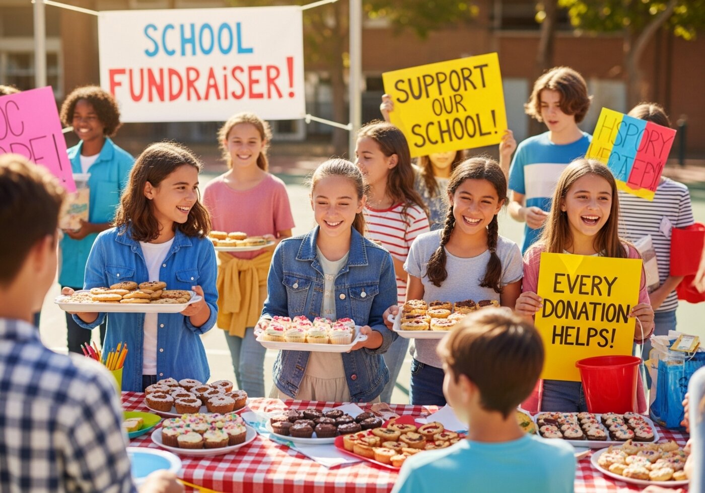 Middle school students at a fundraiser
