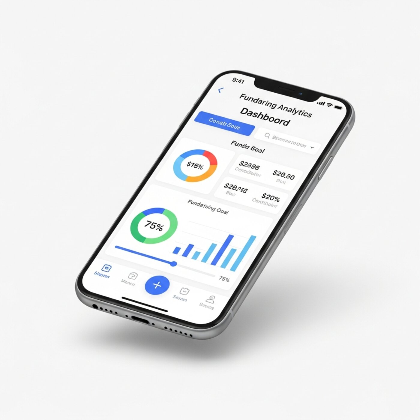 Music fundraising analytics dashboard on mobile phone