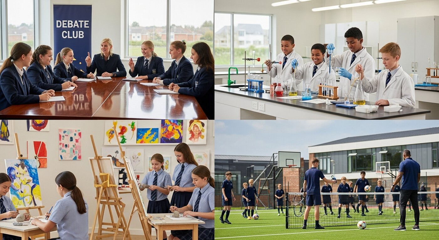 Private school students at campus activities