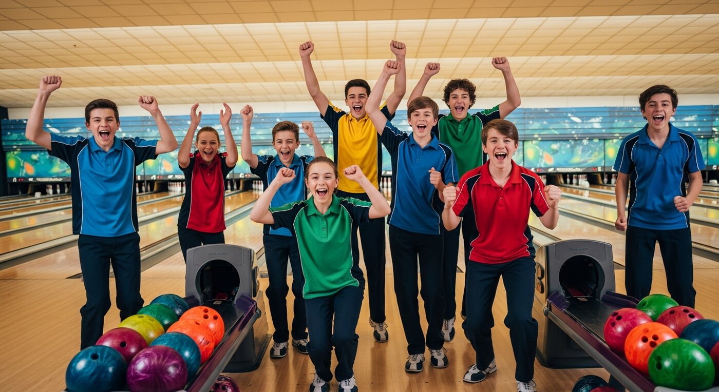 Bowling team celebrating